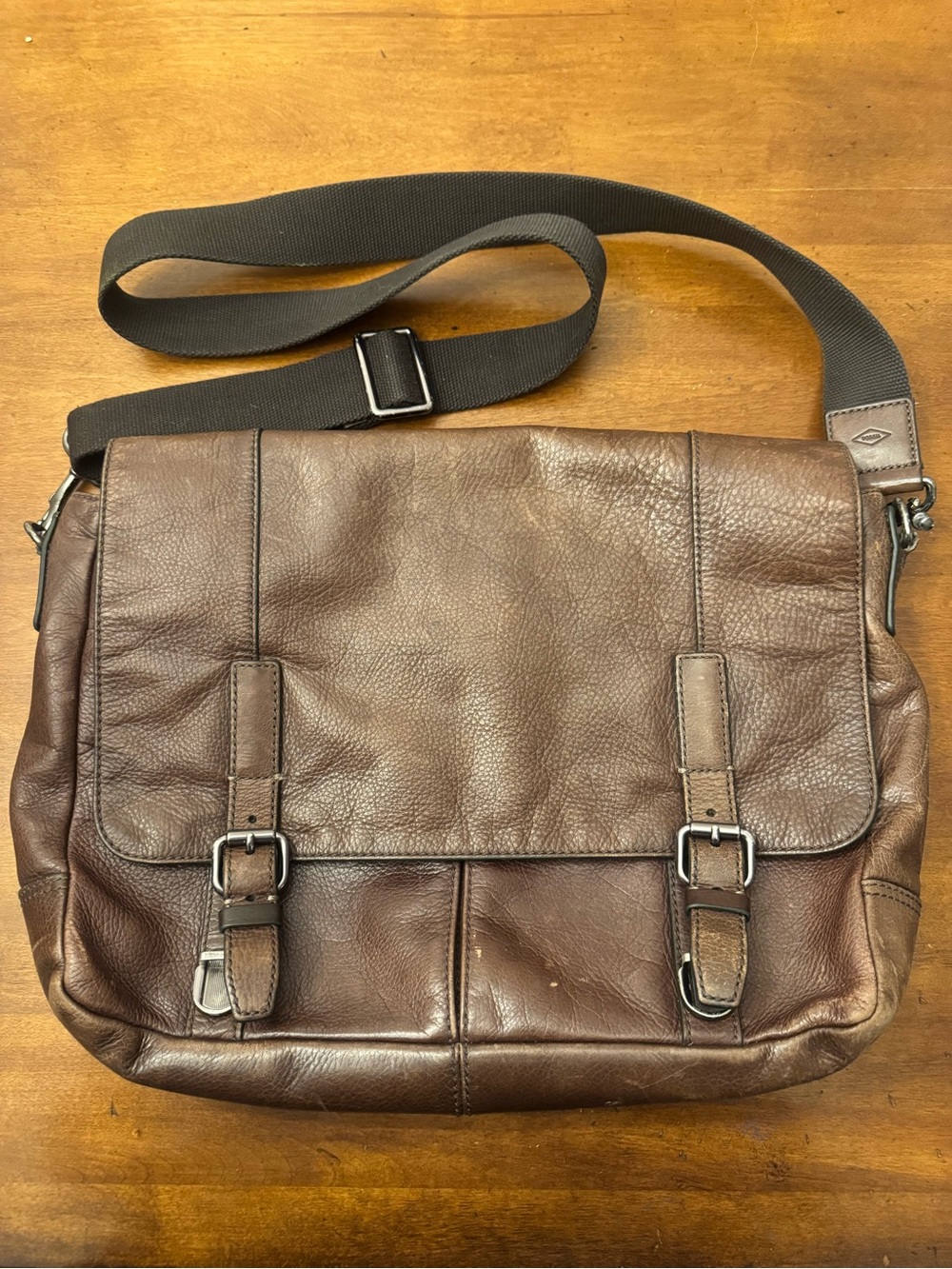 Fossil Brown Leather Laptop Messenger Bag